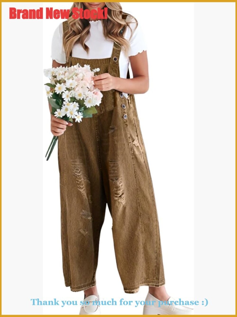 Denim Overalls with Distressed Details and Adjustable Straps